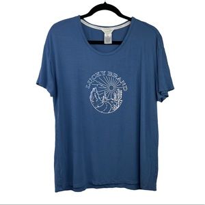 Lucky Brand Boho Blue White T-Shirt Top Women’s Size M. N